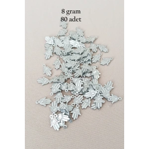 LitaeTrend Oya Abiye Bileklik Kolye Pleksi Metalik Plastik Pul Gümüş Renk 8 gram 80 adet - BNC526