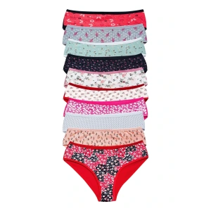 LitaeTrend Pamuklu Geniş Kenarlı Likralı Desenli Bato Kadın Külot 10lu paket