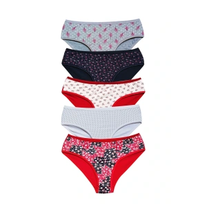 LitaeTrend Pamuklu Geniş Kenarlı Likralı Desenli Bato Kadın Külot 5li Paket Set 1