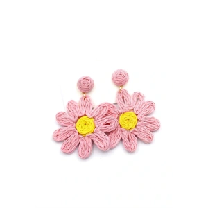 LitaeTrend Papatya Hasır Küpe - Pembe