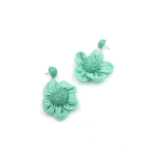 LitaeTrend Papatya Hasır Küpe - Turkuaz