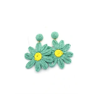 LitaeTrend Papatya Hasır Küpe - Turkuaz