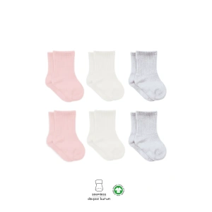 LitaeTrend Penye Soket Çorap 6lı Pembe Ekru Gri