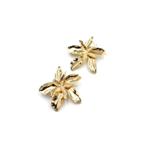 LitaeTrend Plaka Yaprak Küpe - Altın