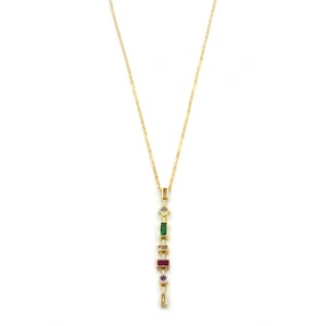LitaeTrend Renkli Taşlı Element Kolye - Altın