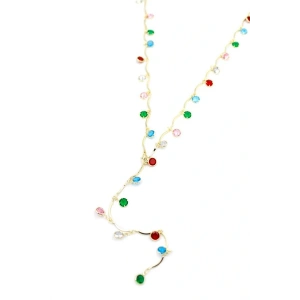 LitaeTrend Renkli Taşlı Y Kolye - Altın