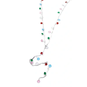 LitaeTrend Renkli Taşlı Y Kolye - Gümüş