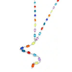 LitaeTrend Renkli Taşlı Y Kolye - Gümüş