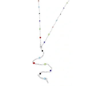 LitaeTrend Renkli Taşlı Y Kolye - Gümüş