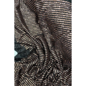 LitaeTrend Sakallı Çizgili Pullu Kumaş  Pullu Payet Kumaş Abiye Nişan Düğün Siyah Bakır