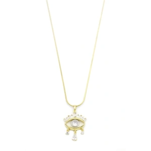 LitaeTrend Sallantılı Taşlı Göz Kolye - Altın