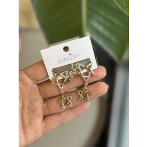 LitaeTrend Sallantılı Yıldız Küpe - Altın