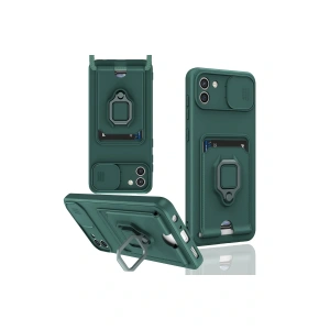 LitaeTrend Samsung Galaxy A03 Kılıf Zuma Kartvizitli Yüzüklü Silikon - Yeşil