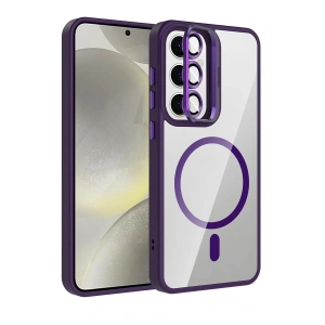 LitaeTrend Samsung Galaxy S24 FE Remim Lensli Magsafe Standlı Kapak - Derin Mor