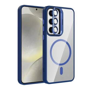 LitaeTrend Samsung Galaxy S24 FE Remim Lensli Magsafe Standlı Kapak - Lacivert