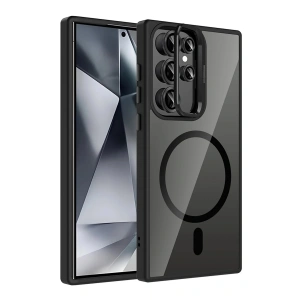 LitaeTrend Samsung Galaxy S25 Ultra Remim Lensli Magsafe Standlı Kapak - Siyah