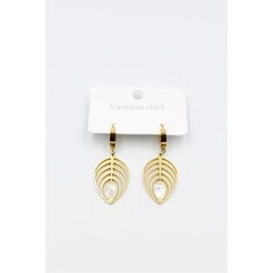 LitaeTrend Sedef Yaprak Küpe - Altın