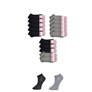 LitaeTrend Siyah ve Gri Kadın Bilek Çorap 15 çift