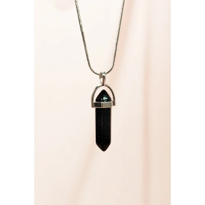 LitaeTrend Siyah Yıldız Taşı Doğal Taşı Zincirli El Yapımı Tasarımlı Kolye Uç: 3,5 cm Zincir: 20 cm Kutulu