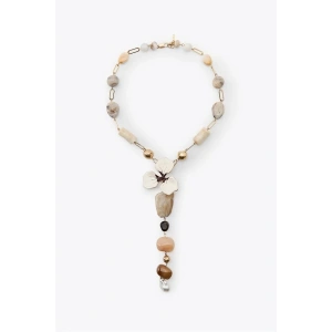 LitaeTrend Taşlı Çiçek Kolye - Altın