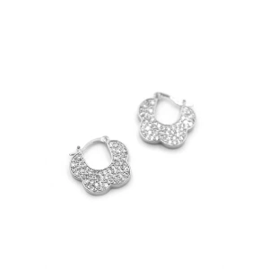 LitaeTrend Taşlı Çiçek Küpe - Gümüş