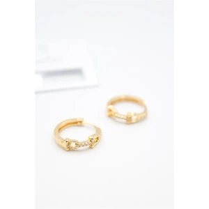 LitaeTrend Taşlı Halka Küpe - Altın