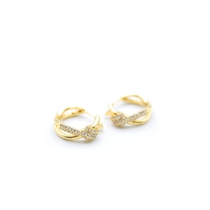 LitaeTrend Taşlı Halka Küpe - Altın