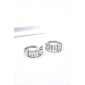 LitaeTrend Taşlı Halka Küpe - Gümüş