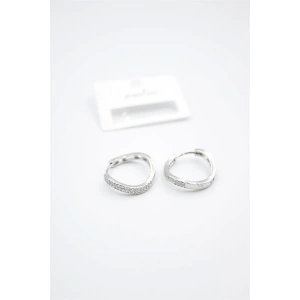 LitaeTrend Taşlı Halka Küpe - Gümüş