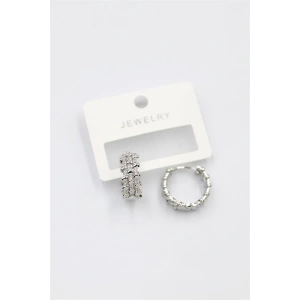 LitaeTrend Taşlı Halka Küpe - Gümüş