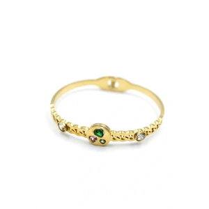 LitaeTrend Taşlı Kalp Bilezik - Altın