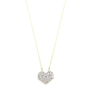 LitaeTrend Taşlı Kalp Kolye - Altın