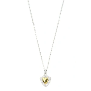 LitaeTrend Taşlı Kalp Kolye - Gümüş