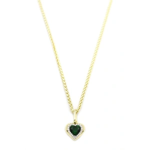 LitaeTrend Taşlı Kalp Kolye - Yeşil