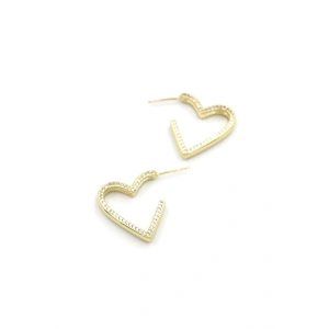 LitaeTrend Taşlı Kalp Küpe - 14K Altın