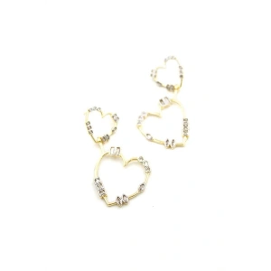 LitaeTrend Taşlı Kalp Küpe - Altın