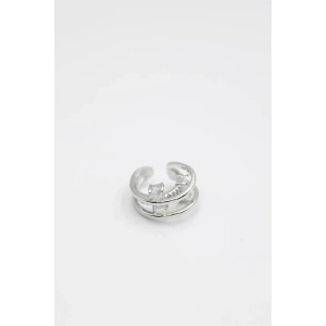 LitaeTrend Taşlı Kıkırdak Küpe - Gümüş