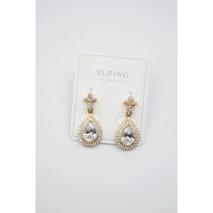 LitaeTrend Taşlı Küpe - Beyaz