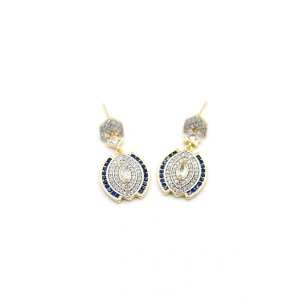 LitaeTrend Taşlı Küpe - Mavi