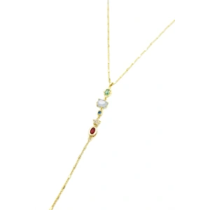 LitaeTrend Taşlı Y Kolye - Altın