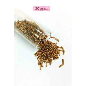 LitaeTrend Uzun Boru Kesme Boncuk Çap 2mm Uzunluk 10 mm - 20 Gram - Koyu Altın - BNC226