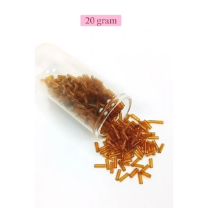 LitaeTrend Uzun Boru Kesme Boncuk Çap 2mm Uzunluk 10 mm - 20 Gram - Şeffaf Gold - BNC254