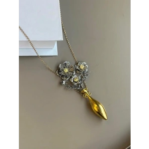 LitaeTrend Vazodaki Çiçekler Kolye - Altın