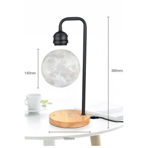 LitaeTrend XF02 Ay Görünümlü Kablosuz Şarj Özellikli Gece Lambası - Siyah