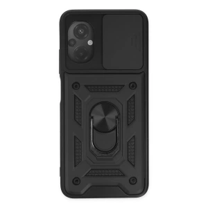 LitaeTrend Xiaomi Poco M5 Kılıf Pars Lens Yüzüklü Silikon - Siyah