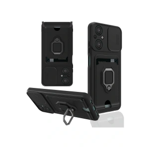 LitaeTrend Xiaomi Poco M5 Kılıf Zuma Kartvizitli Yüzüklü Silikon - Siyah