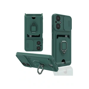 LitaeTrend Xiaomi Poco M5 Kılıf Zuma Kartvizitli Yüzüklü Silikon - Yeşil