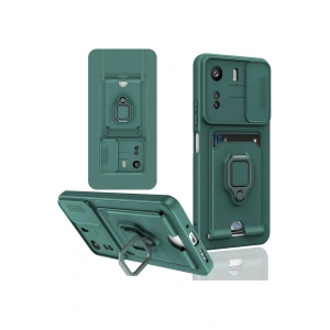 LitaeTrend Xiaomi Redmi 13C Kılıf Zuma Kartvizitli Yüzüklü Silikon - Yeşil