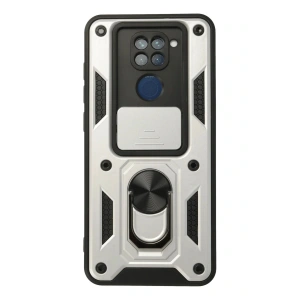 LitaeTrend Xiaomi Redmi Note 9 Kılıf Pars Lens Yüzüklü Silikon - Gümüş