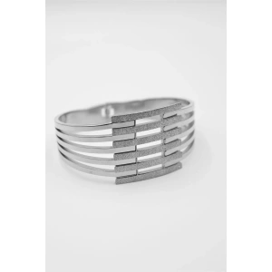 LitaeTrend Yaldızlı Kalın Kaburga Bilezik - Gümüş